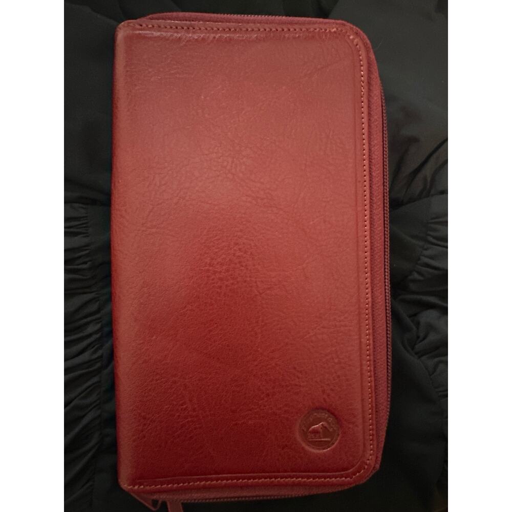 Genuine made in France leather red travel wallet French Elephant d'Or EUC 8x5